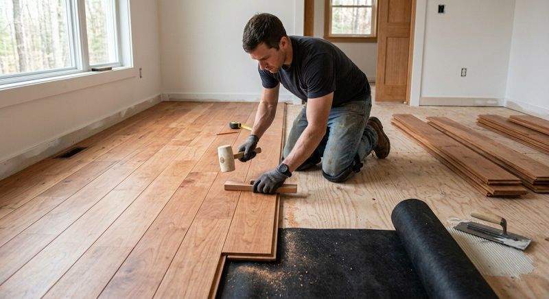 Cherry Floor Installation in Burlington, WI